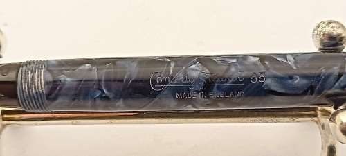 Vintage 1950's Blue Marble Conway Stewart 85 Fountain pen with 14kt gold plated Nib -see condition