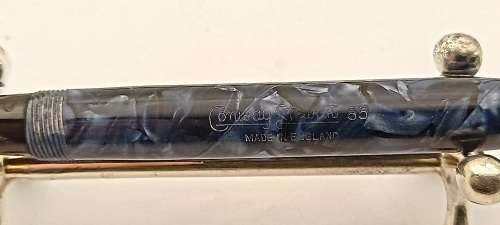 Vintage 1950's Blue Marble Conway Stewart 85 Fountain pen with 14kt gold plated Nib -see condition