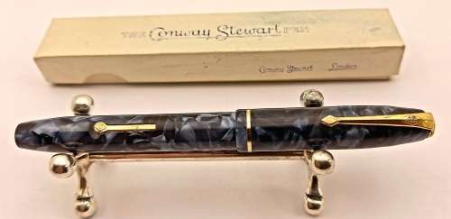Vintage 1950's Blue Marble Conway Stewart 85 Fountain pen with 14kt gold plated Nib -see condition