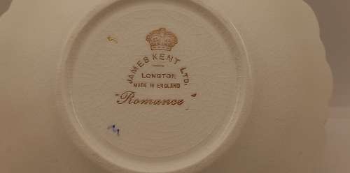 Small Vintage James Kent ``ROMANCE` Plate Longton England 30x129mm (Chipped)
