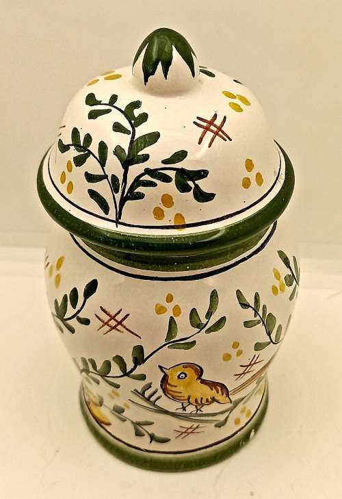 Vintage J.C Constancia Hand Painted Ginger Jar with Lid Made in Portugal 130x70mm