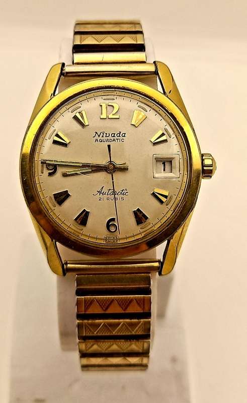 Vintage 1950's  Mens NIVADA  Antarctic Automatic Watch 21 Rubis 7315M2107 Working