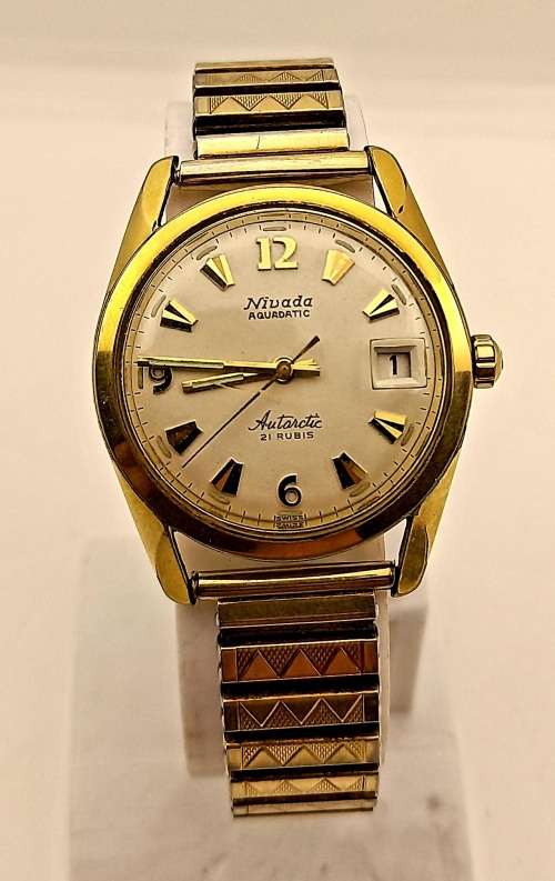 Vintage 1950's  Mens NIVADA  Antarctic Automatic Watch 21 Rubis 7315M2107 Working