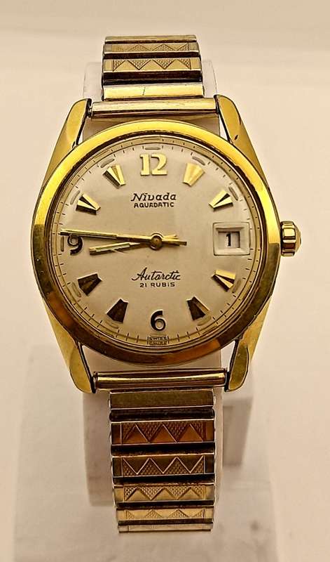 Vintage 1950's  Mens NIVADA  Antarctic Automatic Watch 21 Rubis 7315M2107 Working