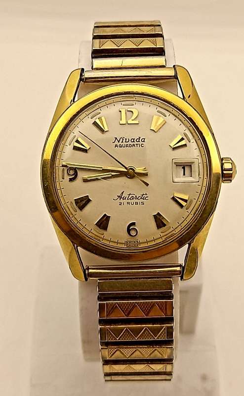 Vintage 1950's  Mens NIVADA  Antarctic Automatic Watch 21 Rubis 7315M2107 Working