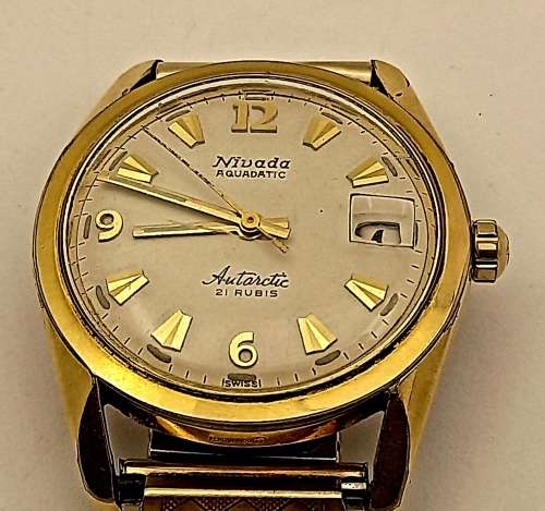 Vintage 1950's  Mens NIVADA  Antarctic Automatic Watch 21 Rubis 7315M2107 Working