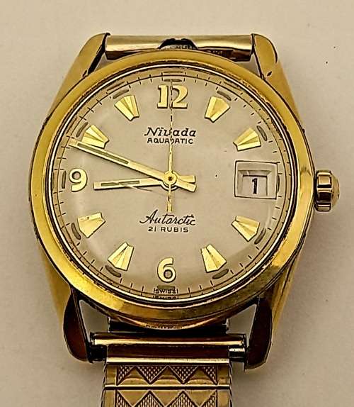 Vintage 1950's  Mens NIVADA  Antarctic Automatic Watch 21 Rubis 7315M2107 Working