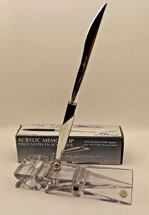 Acrylic Memo Clip Ball pen and Letter opener made in China