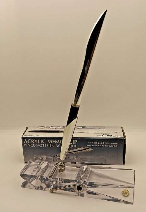 Acrylic Memo Clip Ball pen and Letter opener made in China