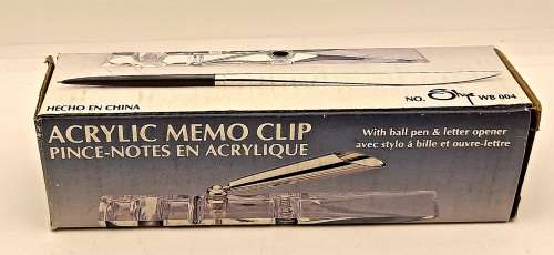 Acrylic Memo Clip Ball pen and Letter opener made in China