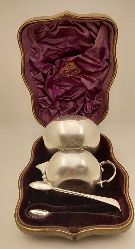 Antique Hallmarked Sterling Silver Creamer and Sugar set 106,53 Grams -Boxed