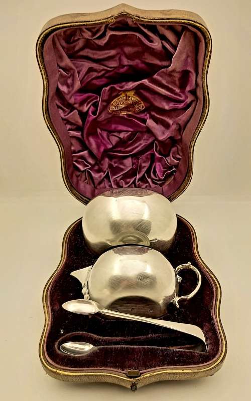 Antique Hallmarked Sterling Silver Creamer and Sugar set 106,53 Grams -Boxed