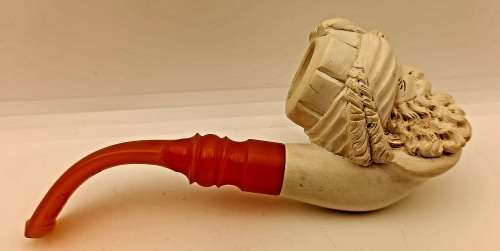 Vintage Hand Carved Meerschaum Tobacco Pipe in Original Case
