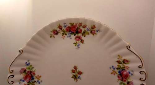 Vintage Royal Albert  "Moss Rose" Cake Plate  - Mint Condition - Made in England