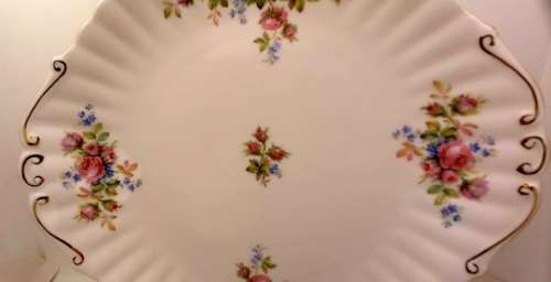 Vintage Royal Albert  "Moss Rose" Cake Plate  - Mint Condition - Made in England