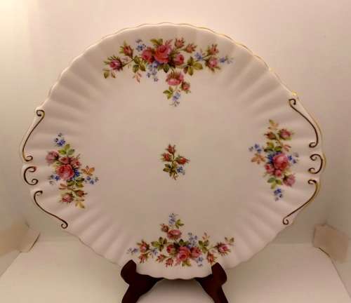 Vintage Royal Albert  "Moss Rose" Cake Plate  - Mint Condition - Made in England