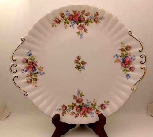 Vintage Royal Albert  "Moss Rose" Cake Plate  - Mint Condition - Made in England