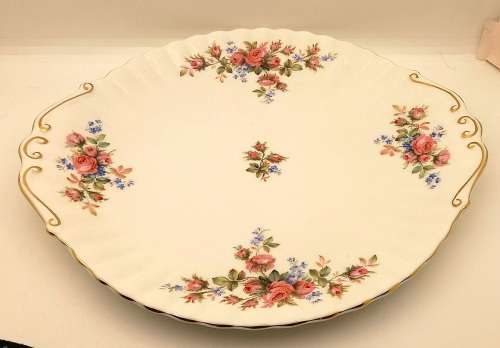 Vintage Royal Albert  "Moss Rose" Cake Plate  - Mint Condition - Made in England