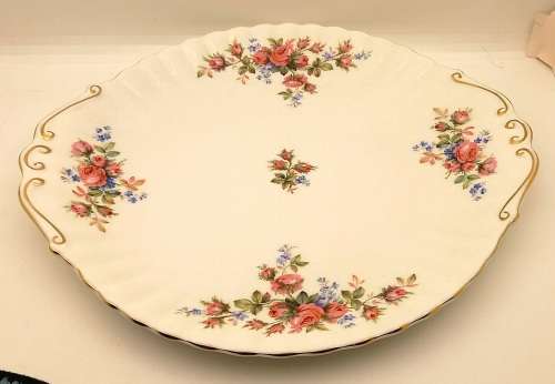 Vintage Royal Albert  "Moss Rose" Cake Plate  - Mint Condition - Made in England
