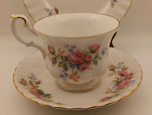 Vintage Royal Albert  "Moss Rose" Tea Trio - Mint Condition - Made in England (6 Available)