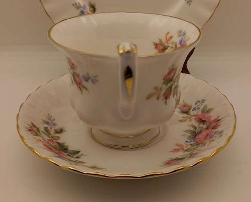 Vintage Royal Albert  "Moss Rose" Tea Trio - Mint Condition - Made in England (6 Available)