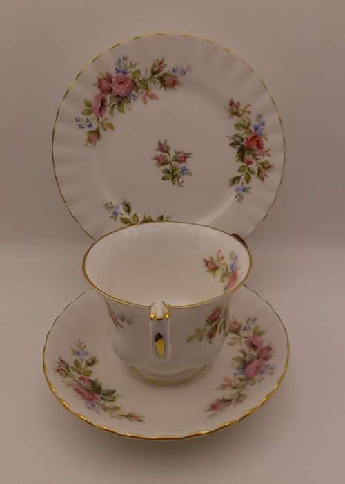 Vintage Royal Albert  "Moss Rose" Tea Trio - Mint Condition - Made in England (6 Available)