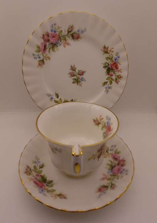 Vintage Royal Albert  "Moss Rose" Tea Trio - Mint Condition - Made in England (6 Available)