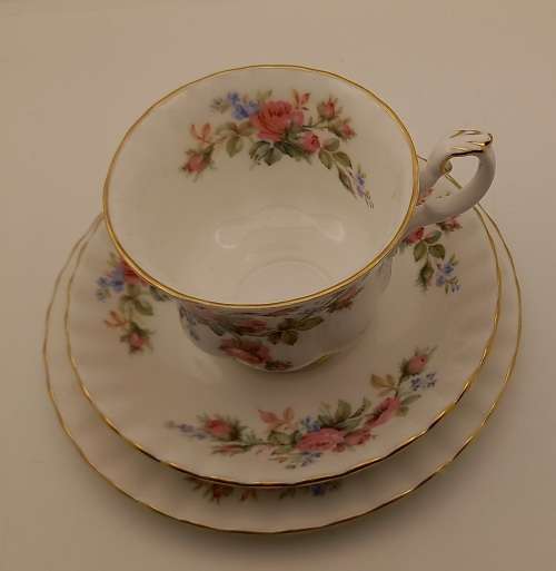 Vintage Royal Albert  "Moss Rose" Tea Trio - Mint Condition - Made in England (6 Available)