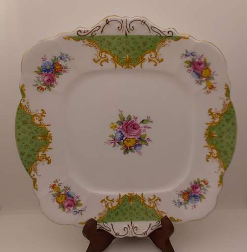 Vintage Paragon Fine Bone China Rockingham Green Cake Plate - By Appointment to the Queen