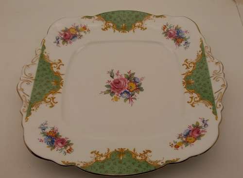 Vintage Paragon Fine Bone China Rockingham Green Cake Plate - By Appointment to the Queen