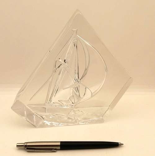 Glass / Crystal SHIP Paperweight 158x165x22mm  872 grams