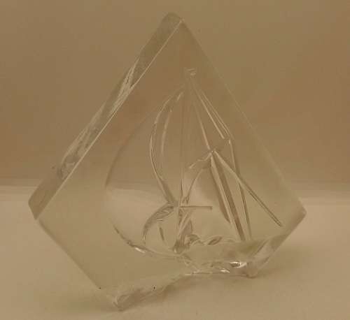 Glass / Crystal SHIP Paperweight 158x165x22mm  872 grams