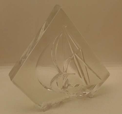 Glass / Crystal SHIP Paperweight 158x165x22mm  872 grams