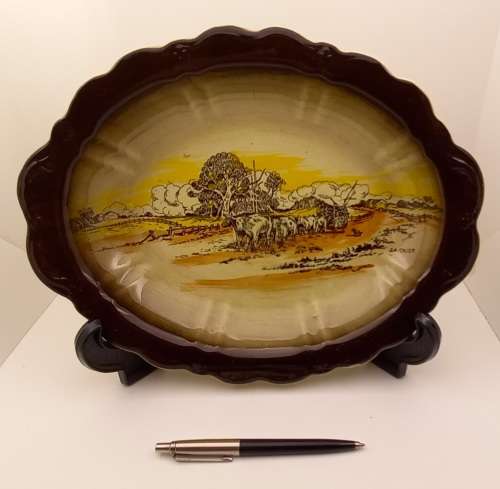 Rare Antique A.J Wilkinson Homeland Series Australia Royal Staffordshire Oval Plate