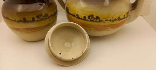 Rare Antique A.J Wilkinson Homeland Series Australia Royal Staffordshire Teapot and Creamer