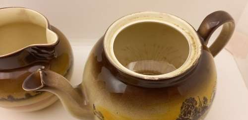 Rare Antique A.J Wilkinson Homeland Series Australia Royal Staffordshire Teapot and Creamer