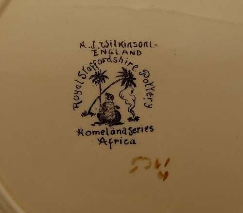 Rare Antique A.J Wilkinson Homeland Series Africa Royal Staffordshire Plate 258mm