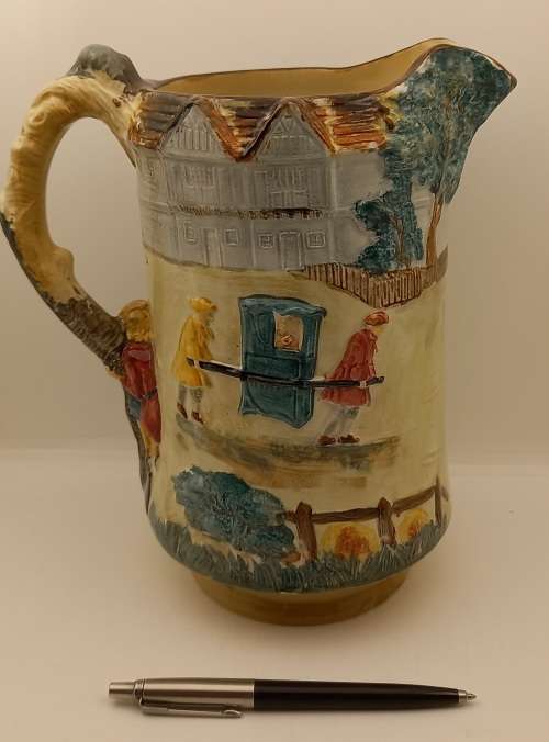Antique/Vintage Burleigh Ware Large JUG "The Stocks" no 6145 made in England 225x205x130mm