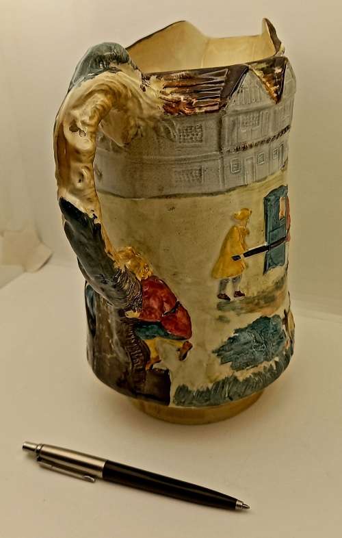 Antique/Vintage Burleigh Ware Large JUG "The Stocks" no 6145 made in England 225x205x130mm