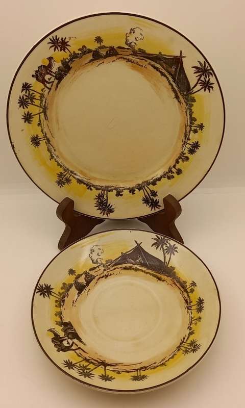 Rare Antique A.J Wilkinson Homeland Series Africa Royal Staffordshire Trio (6 Available)