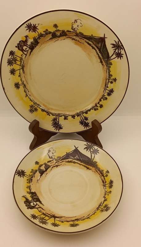 Rare Antique A.J Wilkinson Homeland Series Africa Royal Staffordshire Trio (6 Available)