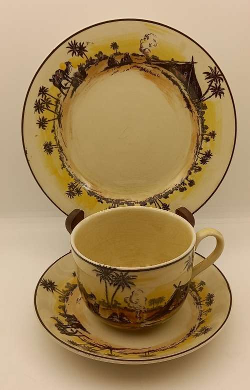 Rare Antique A.J Wilkinson Homeland Series Africa Royal Staffordshire Trio (6 Available)