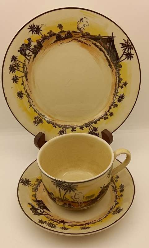 Rare Antique A.J Wilkinson Homeland Series Africa Royal Staffordshire Trio (6 Available)