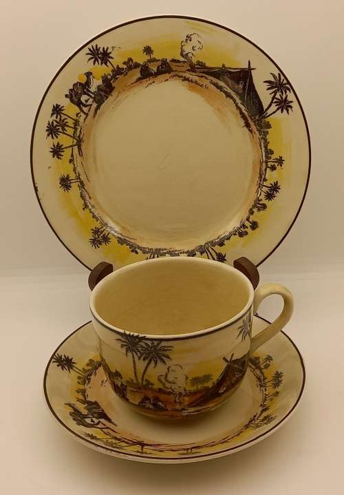 Rare Antique A.J Wilkinson Homeland Series Africa Royal Staffordshire Trio (6 Available)