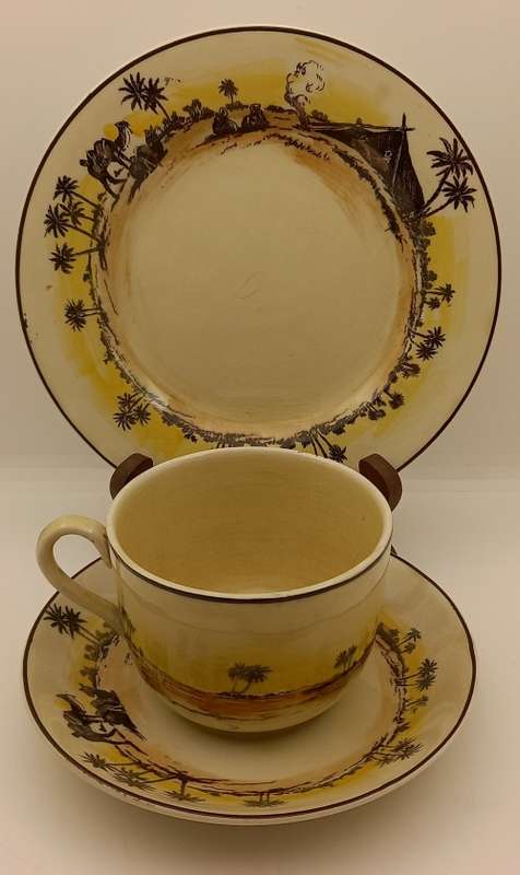 Rare Antique A.J Wilkinson Homeland Series Africa Royal Staffordshire Trio (6 Available)