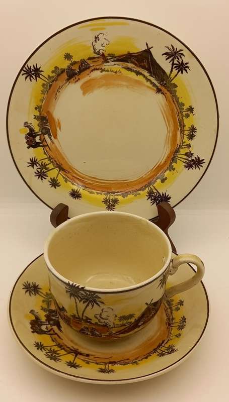 Rare Antique A.J Wilkinson Homeland Series Africa Royal Staffordshire Trio (Cup Damaged)
