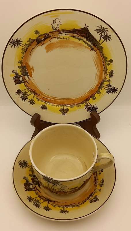 Rare Antique A.J Wilkinson Homeland Series Africa Royal Staffordshire Trio (Cup Damaged)