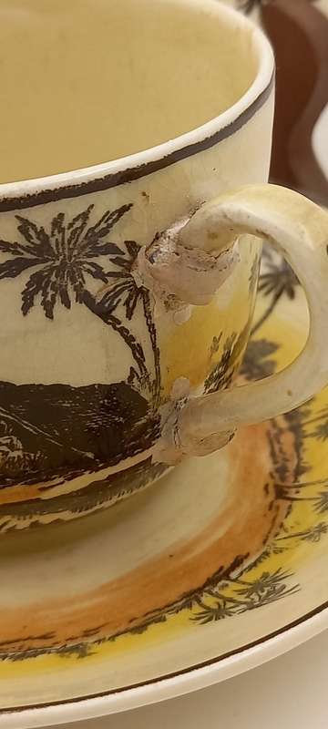 Rare Antique A.J Wilkinson Homeland Series Africa Royal Staffordshire Trio (Cup Damaged)