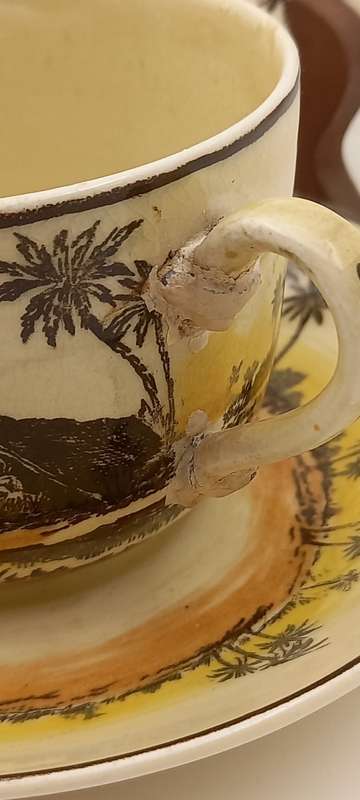 Rare Antique A.J Wilkinson Homeland Series Africa Royal Staffordshire Trio (Cup Damaged)