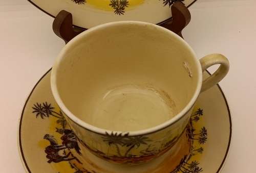 Rare Antique A.J Wilkinson Homeland Series Africa Royal Staffordshire Trio (Cup Damaged)